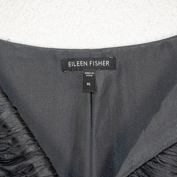 Eileen Fisher Ripple Bindu Textured Silk jacket top dark gray size XL - Picture 3 of 9